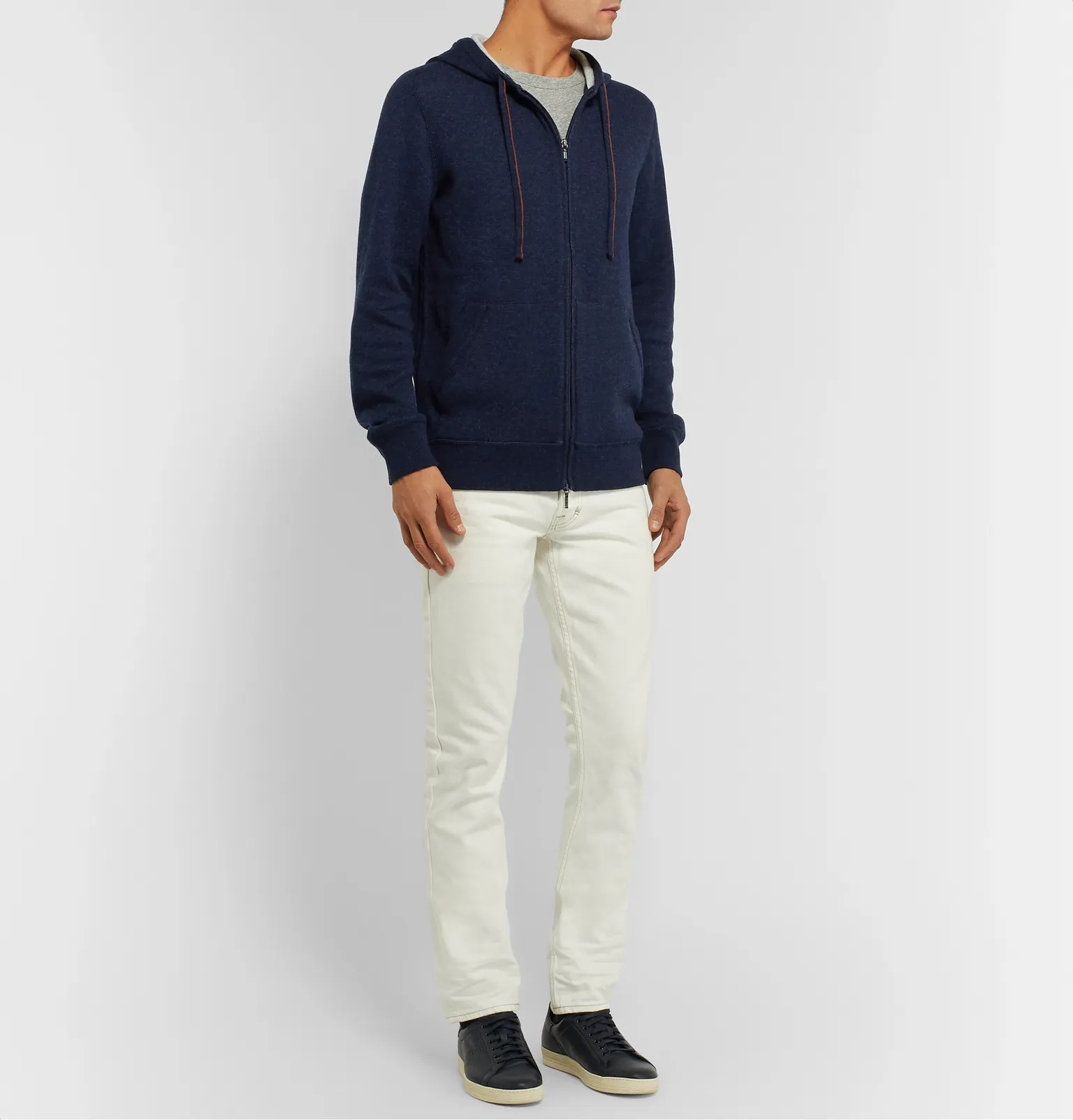 Mélange Cashmere-Blend Zip-Up Hoodie - 8