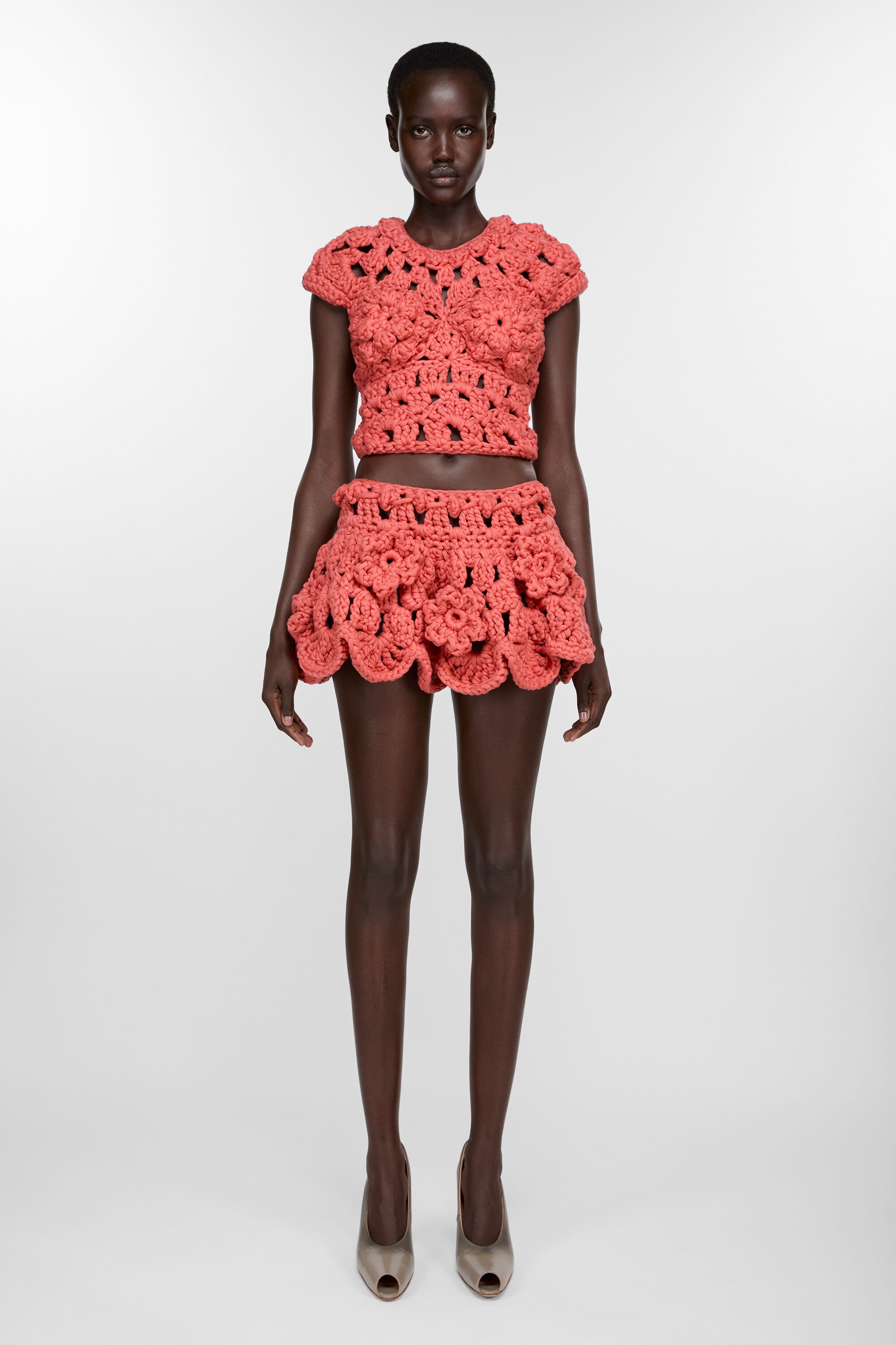 Crochet skirt - Coral red - 2