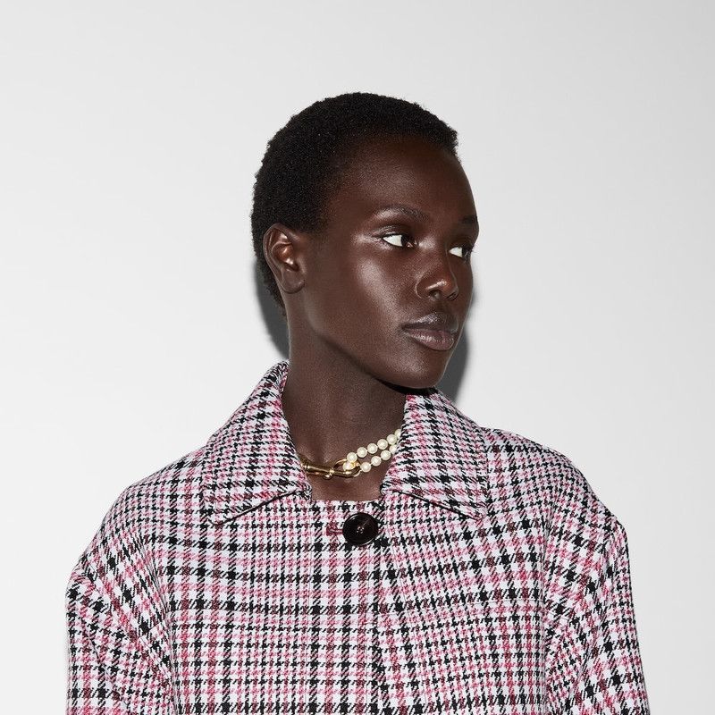 Check wool crêpe jacket 5