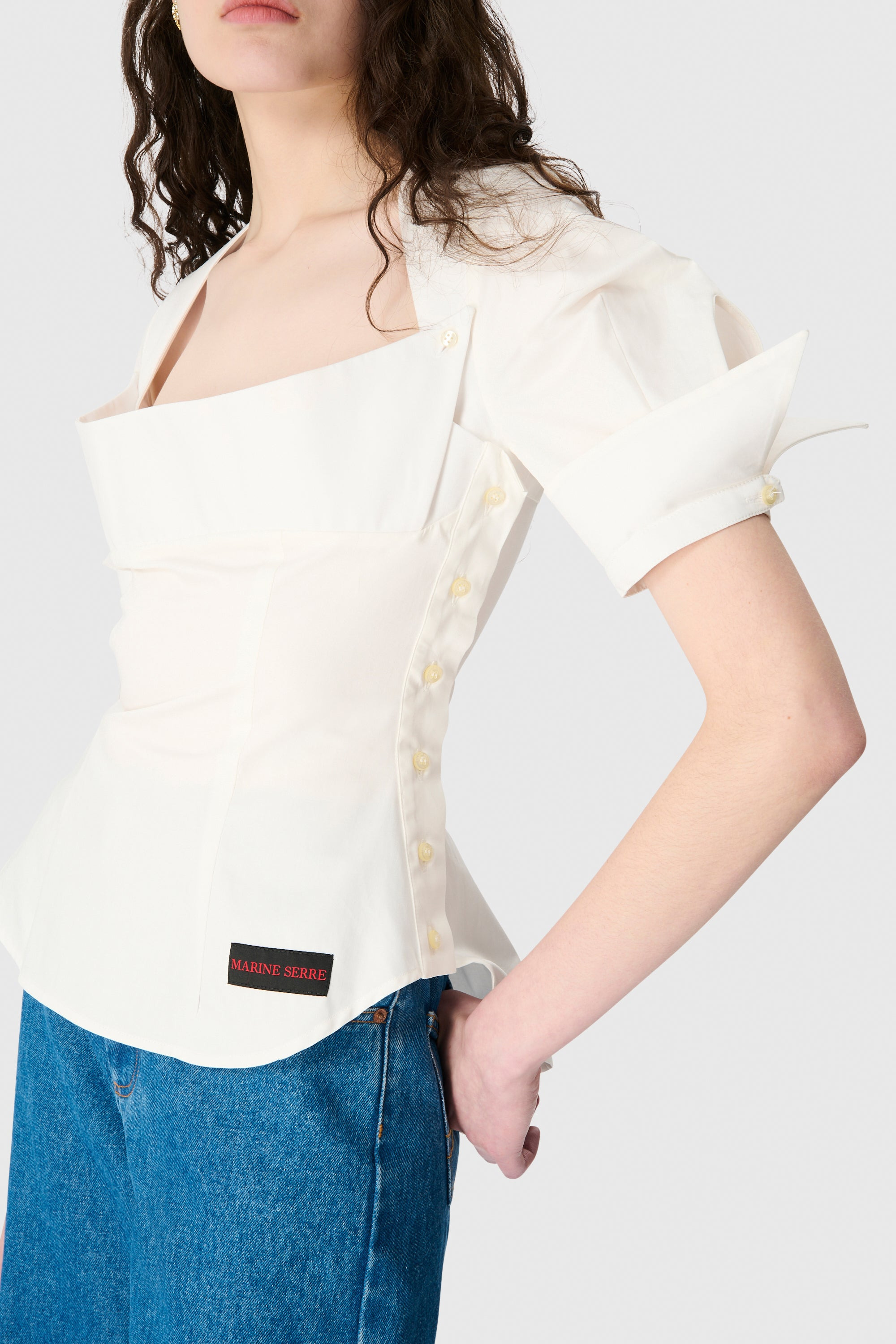 Regenerated Cotton Percale Bustier Top - 4