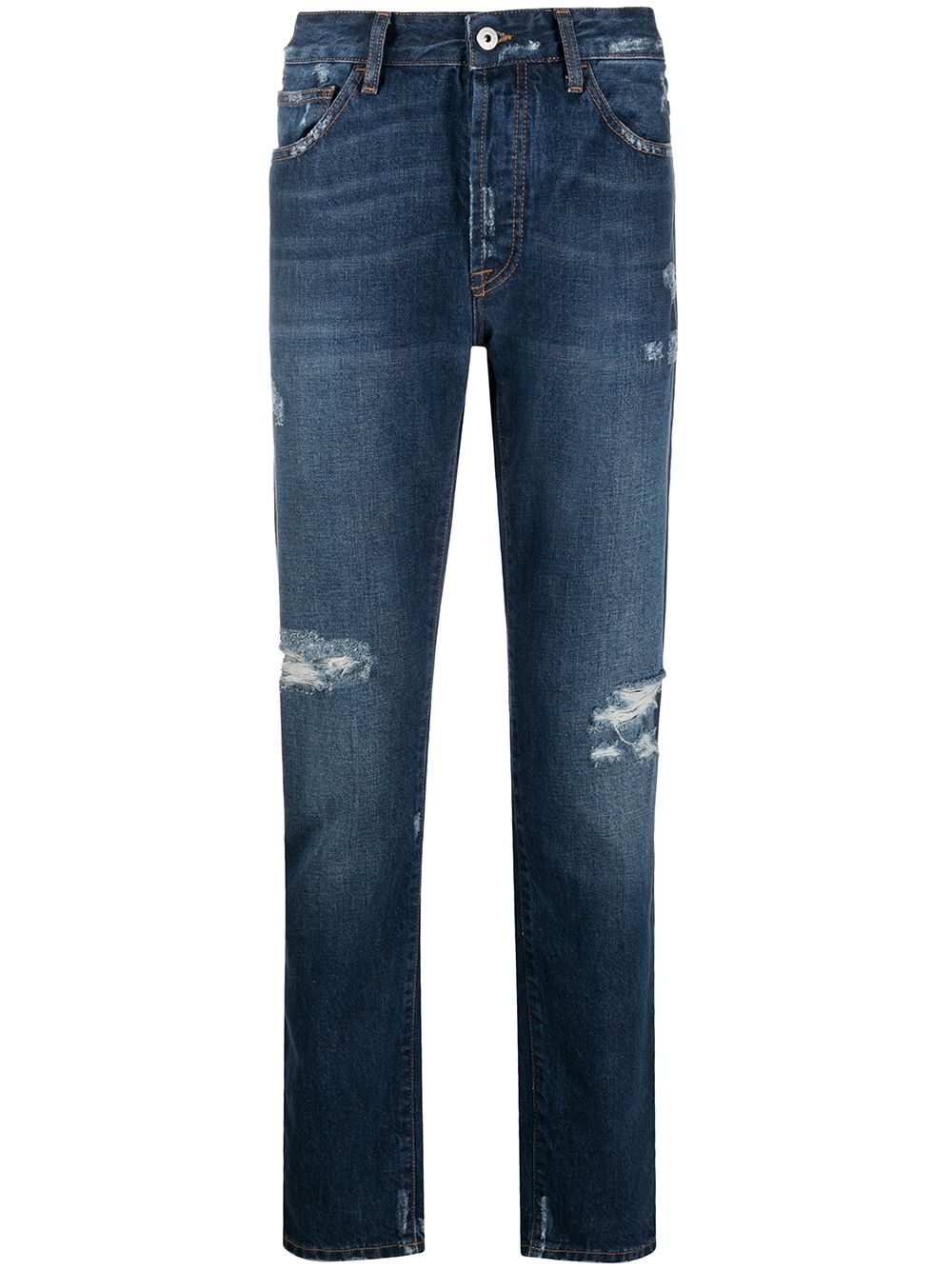 Wings ripped-detailing slim-fit jeans - 1