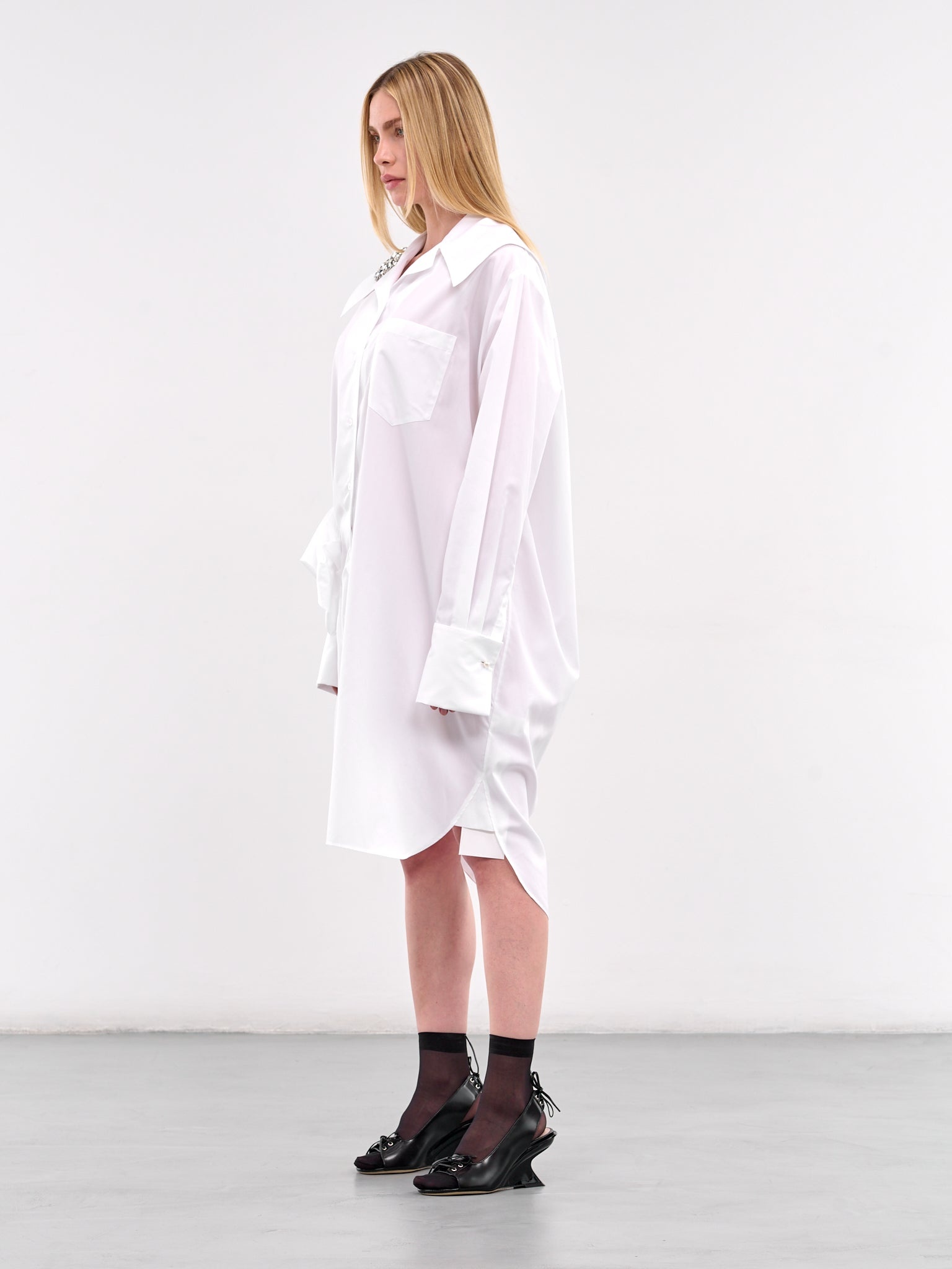 Oversized Gather Button-Up Shirt - 2
