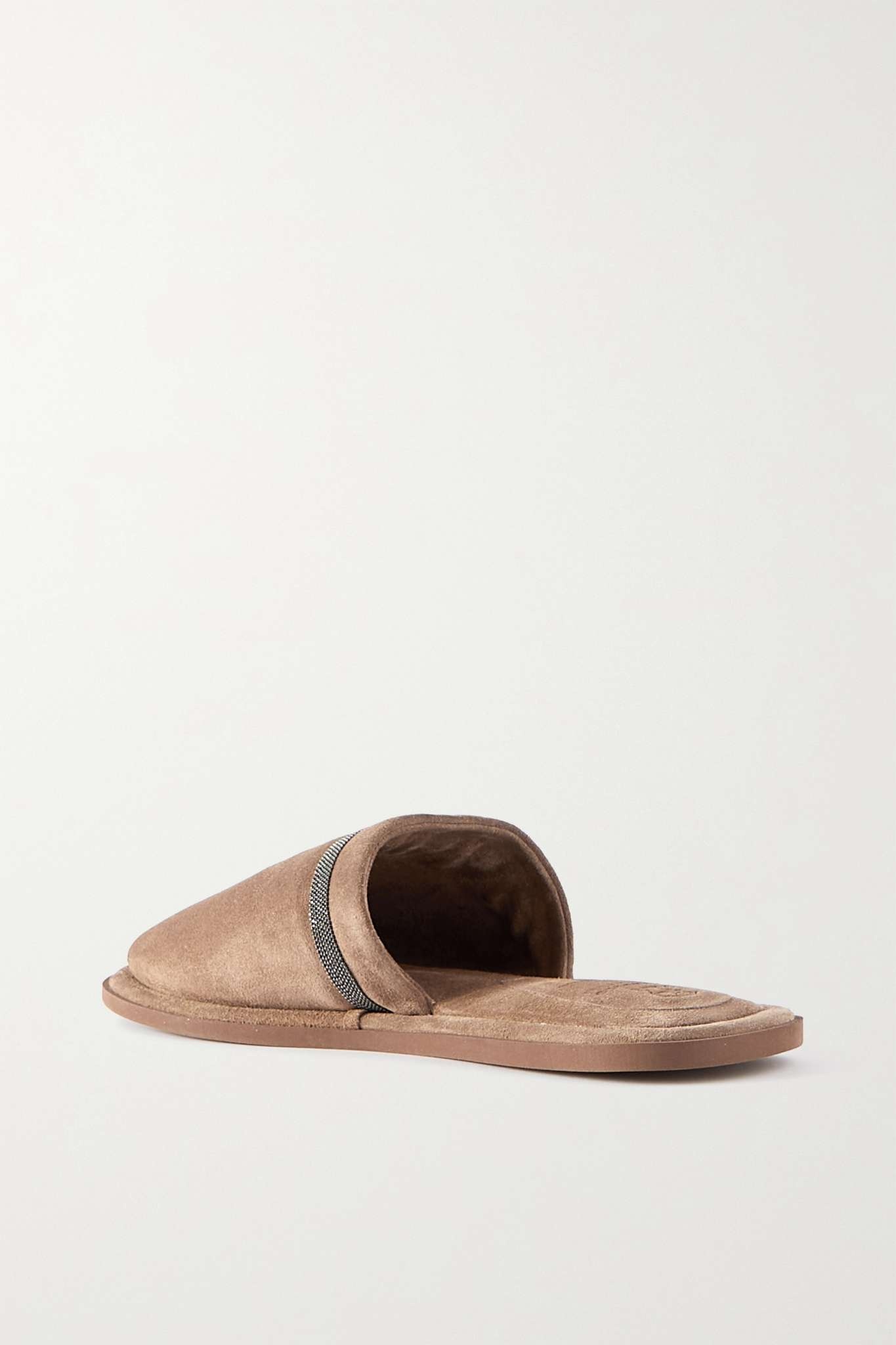 Bead-embellished suede slippers - 3