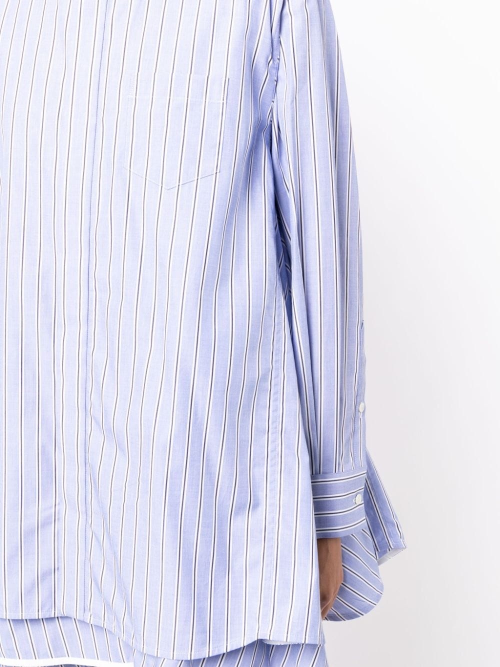 striped ruffle-trim cotton shirtdress - 5