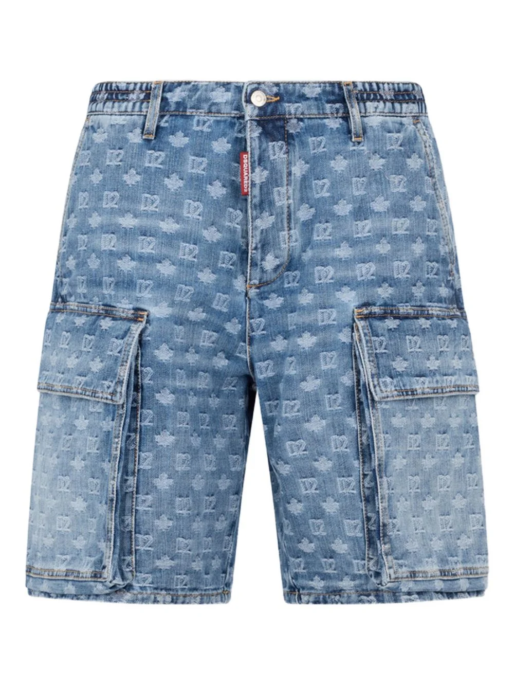 logo-pattern cargo shorts - 1