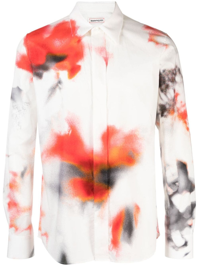 Obscured Flower printed shirt 1