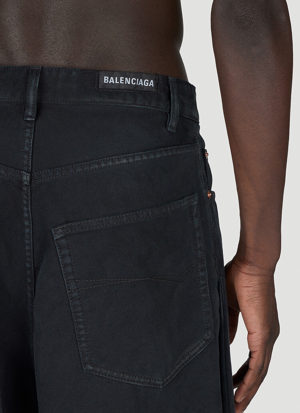 Double-Front Draped Denim Jeans - 4