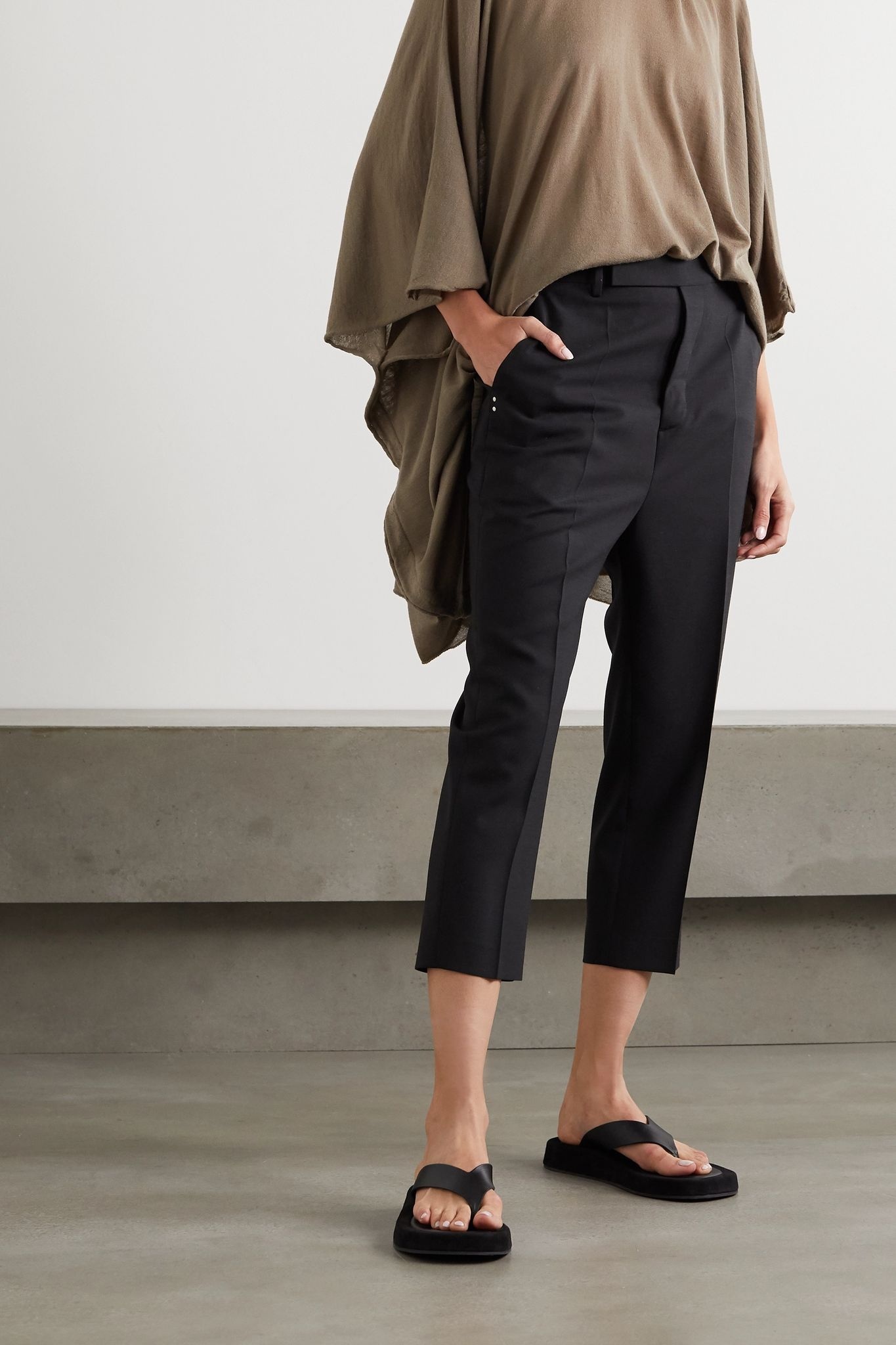 Cropped crepe slim-fit pants  - 3