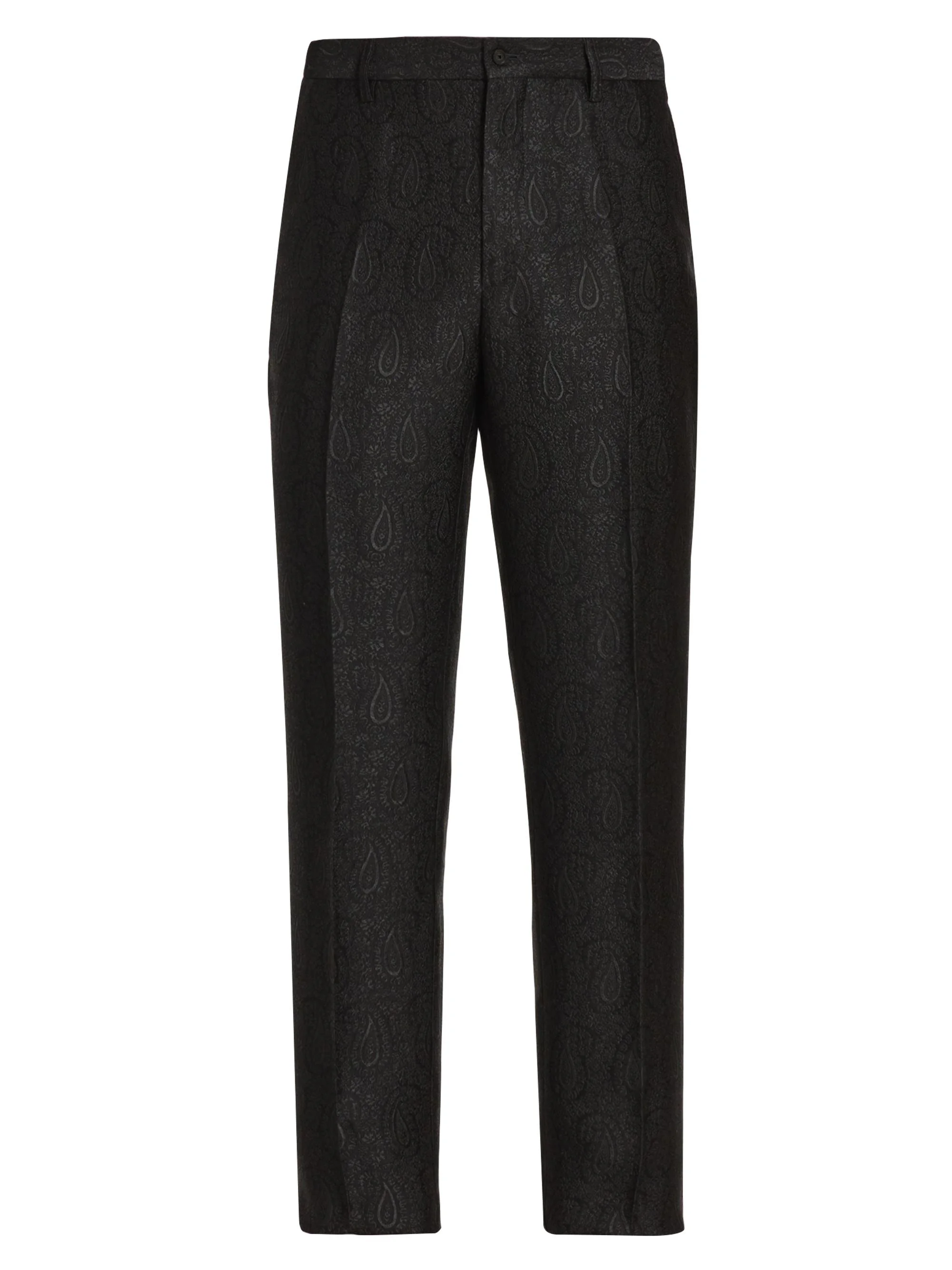 Men's Roma All-Over Paisley Evening Trousers - Black - 1