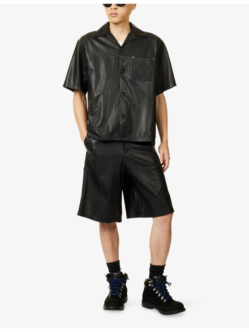 AMIRI Short-Sleeve Leather Camp Shirt outlook