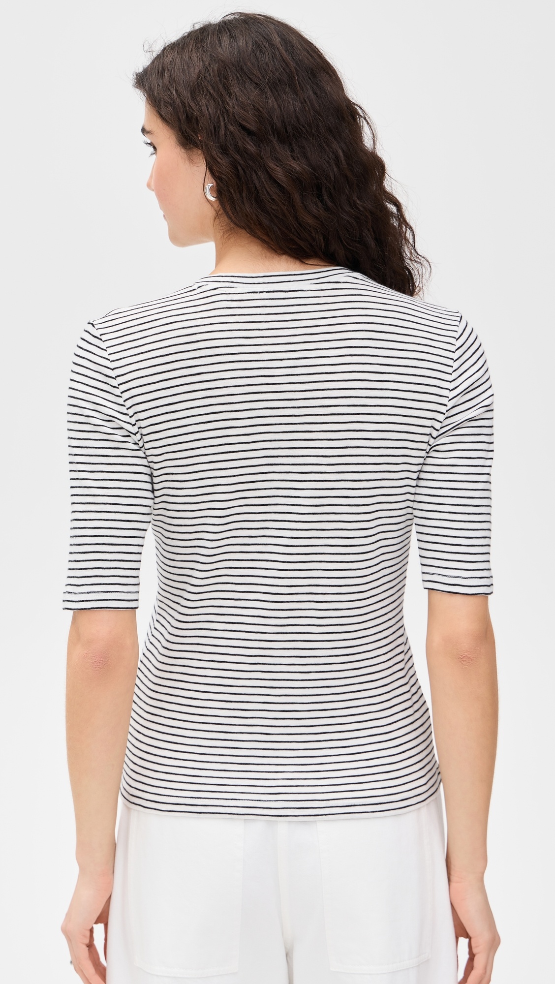 Striped Elbow Sleeve Crew Tee - 2