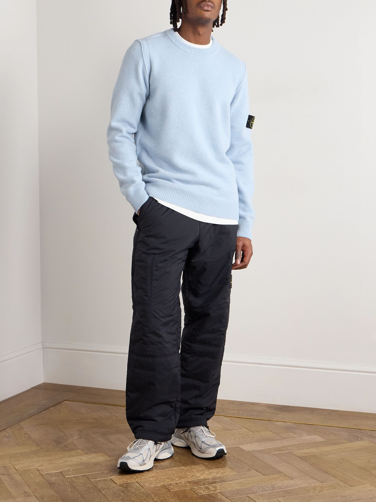 Logo-Appliquéd Wool-Blend Sweater Blue - 2