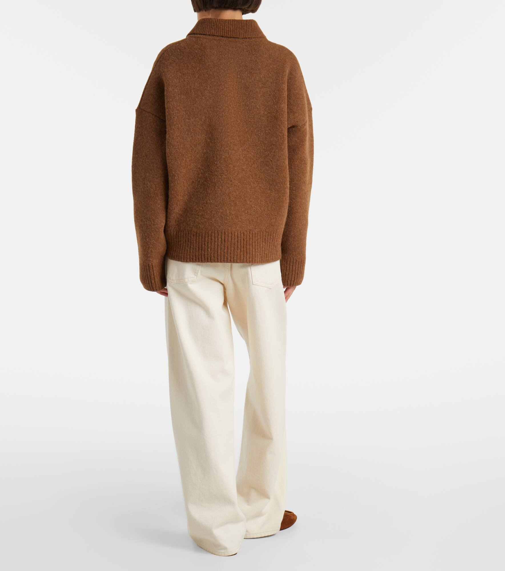 Alpaca and wool-blend polo sweater - 3