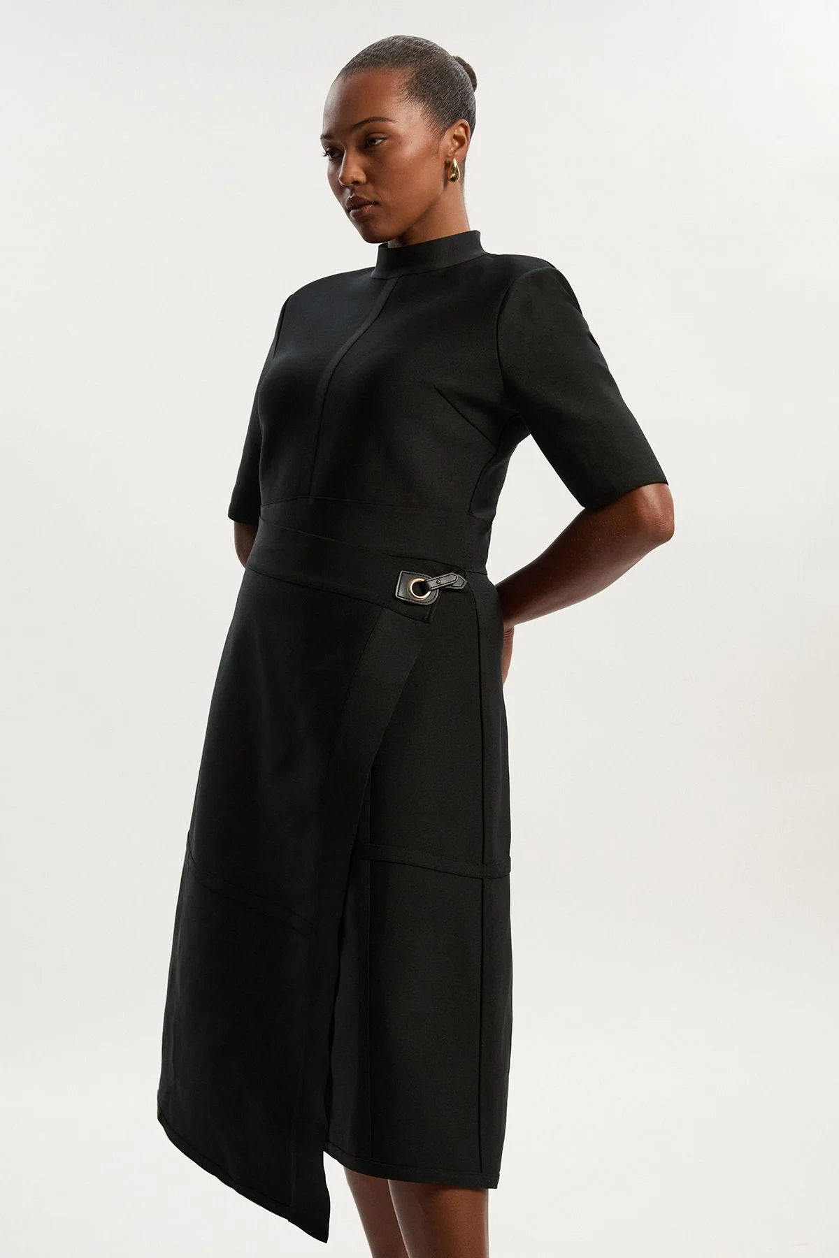 Plus Size Figure Form Bandage Asymmetric Knit Midi Dress - 1