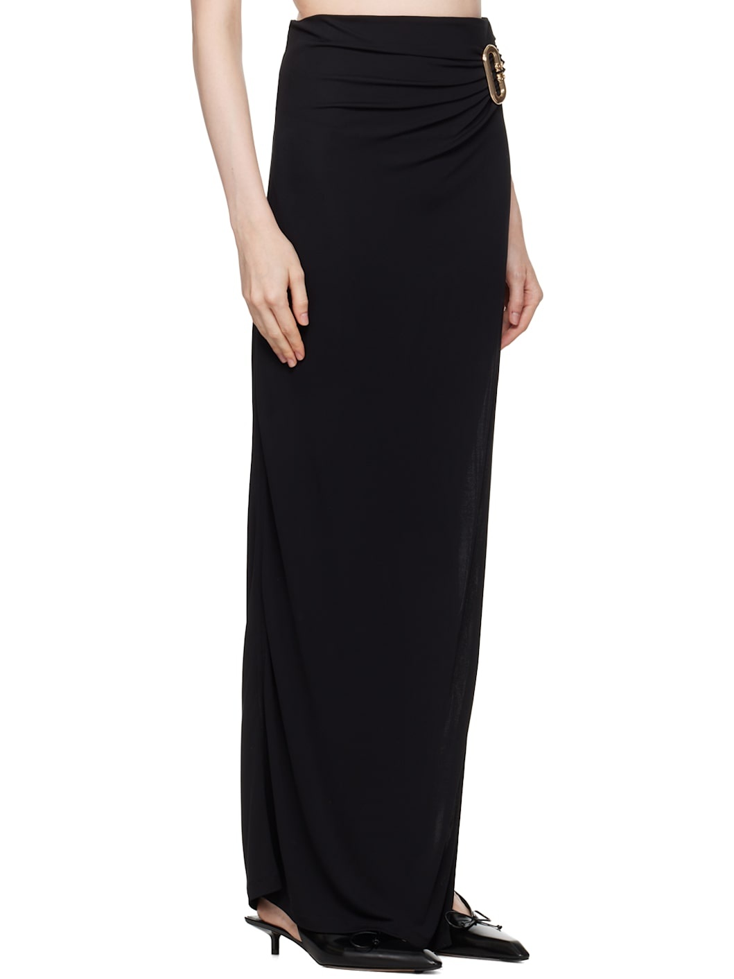 Black Draped Maxi Skirt - 2
