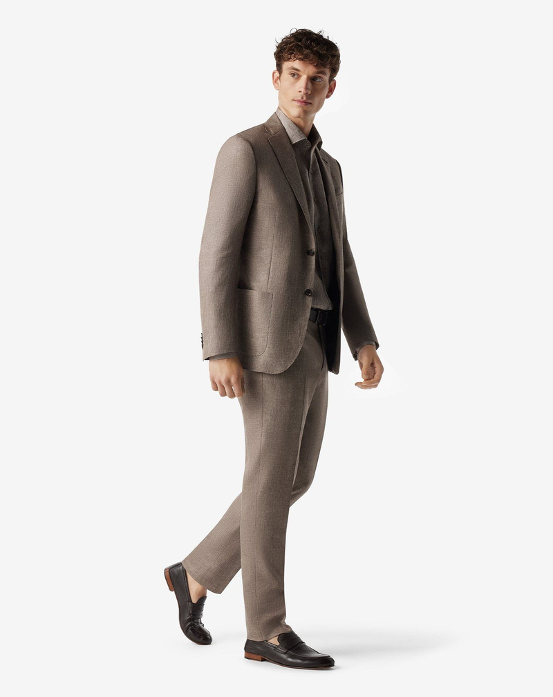 CORNELIANI Light brown wool, linen and silk suit outlook