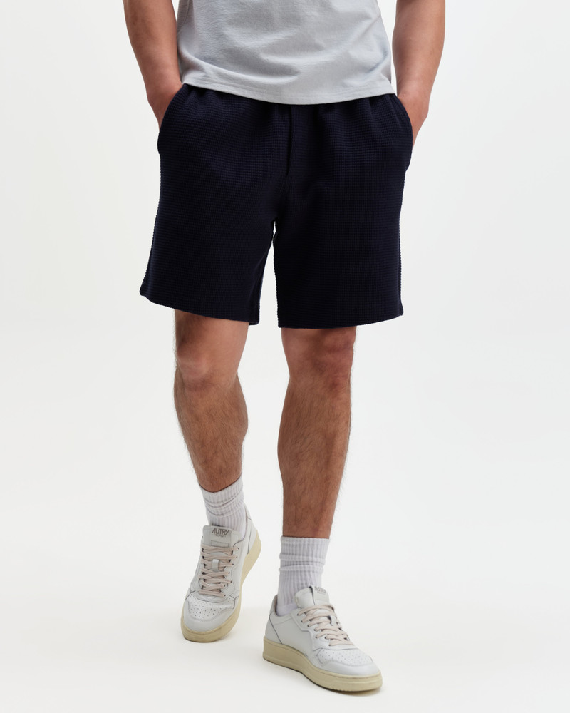 Wax London Sam - Navy Textured Waffle Shorts outlook