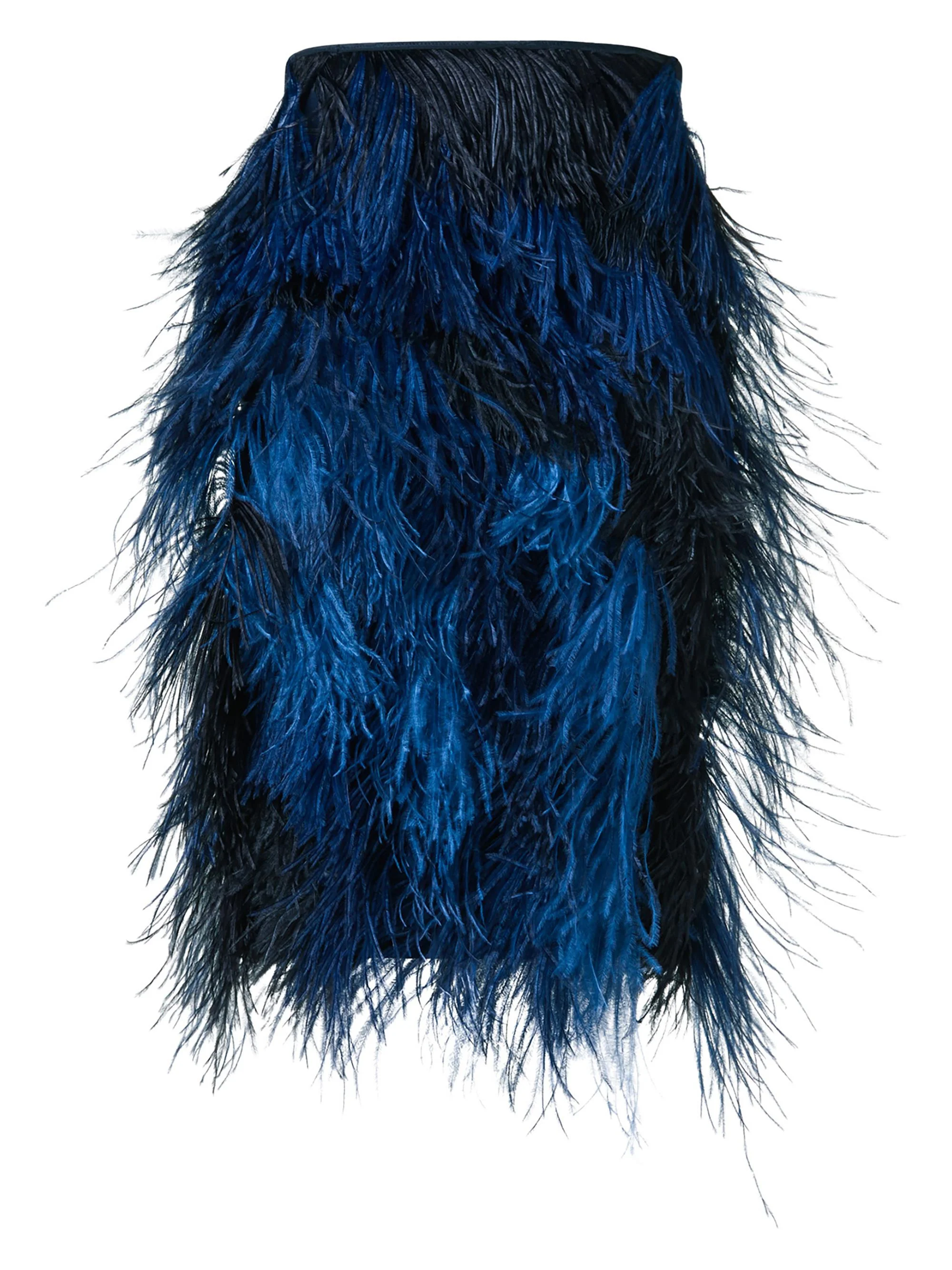 Women's Cyanotype Feather Pencil Skirt - Navy Royal - 1