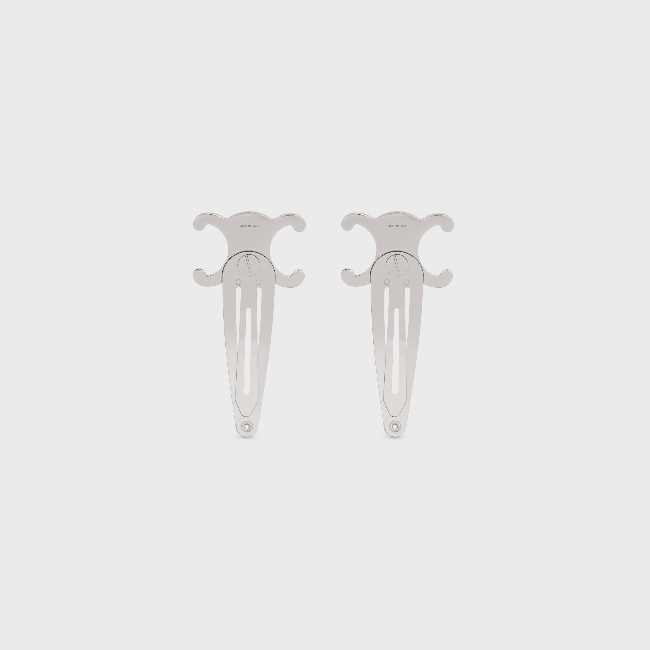 Triomphe Set of 2 Snap Hair Clip in Brass with Rhodium Finish and Steel - 3
