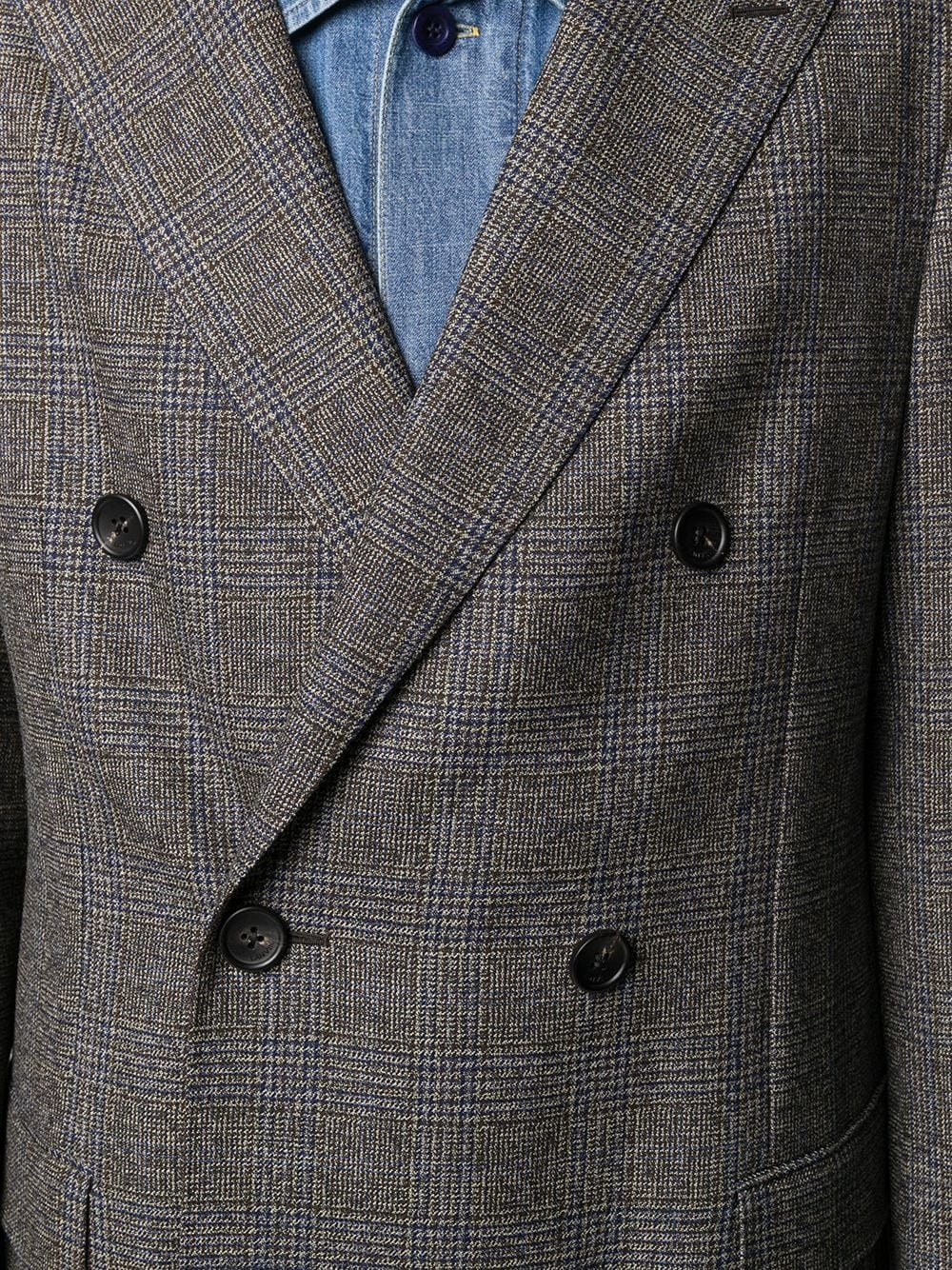 checked double-breasted coat - 5