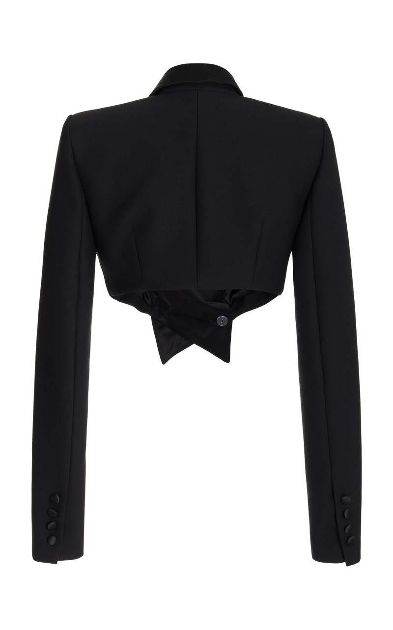 Cropped Wool Blazer Jacket black 6