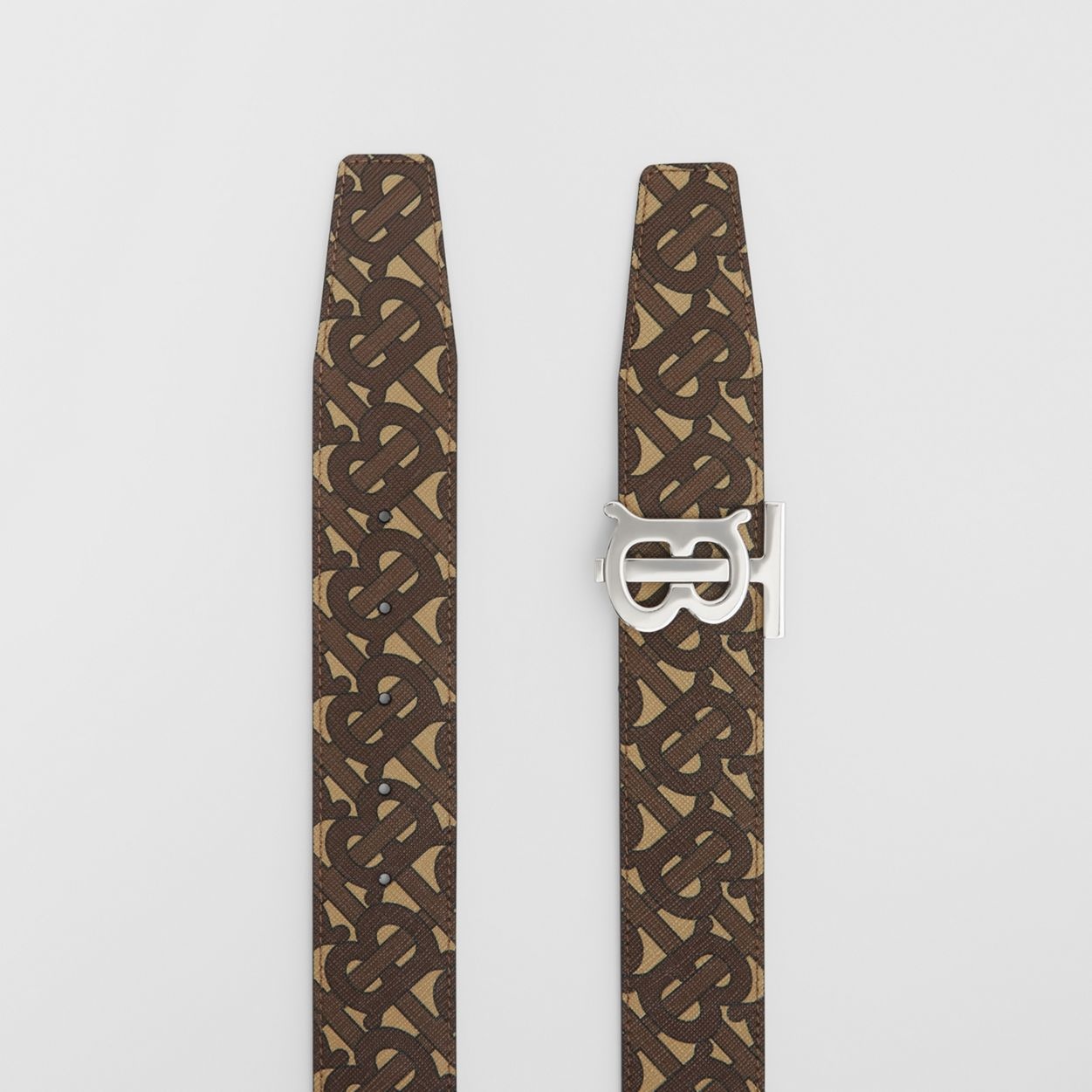 Reversible Monogram Print and Leather Belt - 7