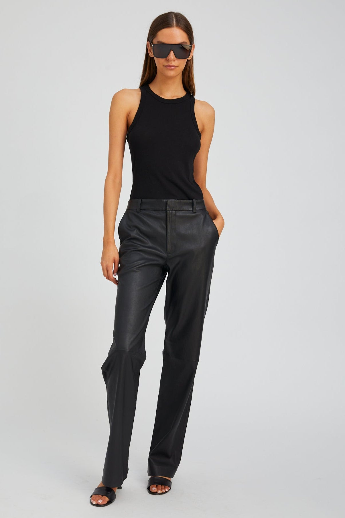 BLACK COTTON RACER TANK - 2