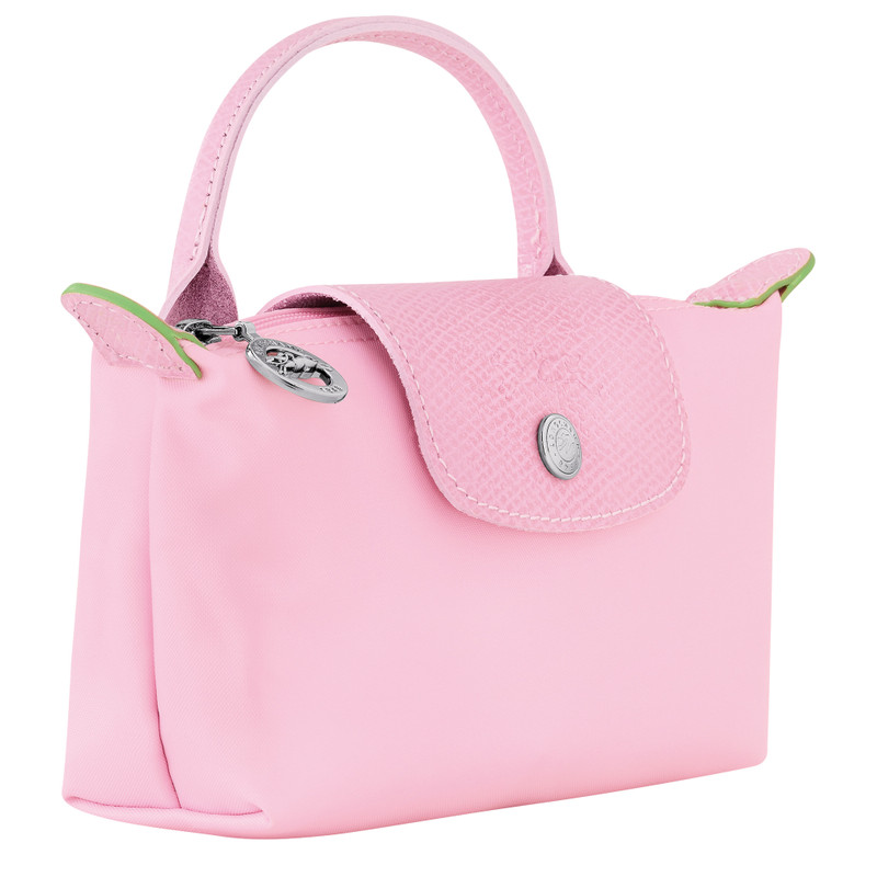 Le Pliage Green Pouch with handle Pink - Recycled canvas 3
