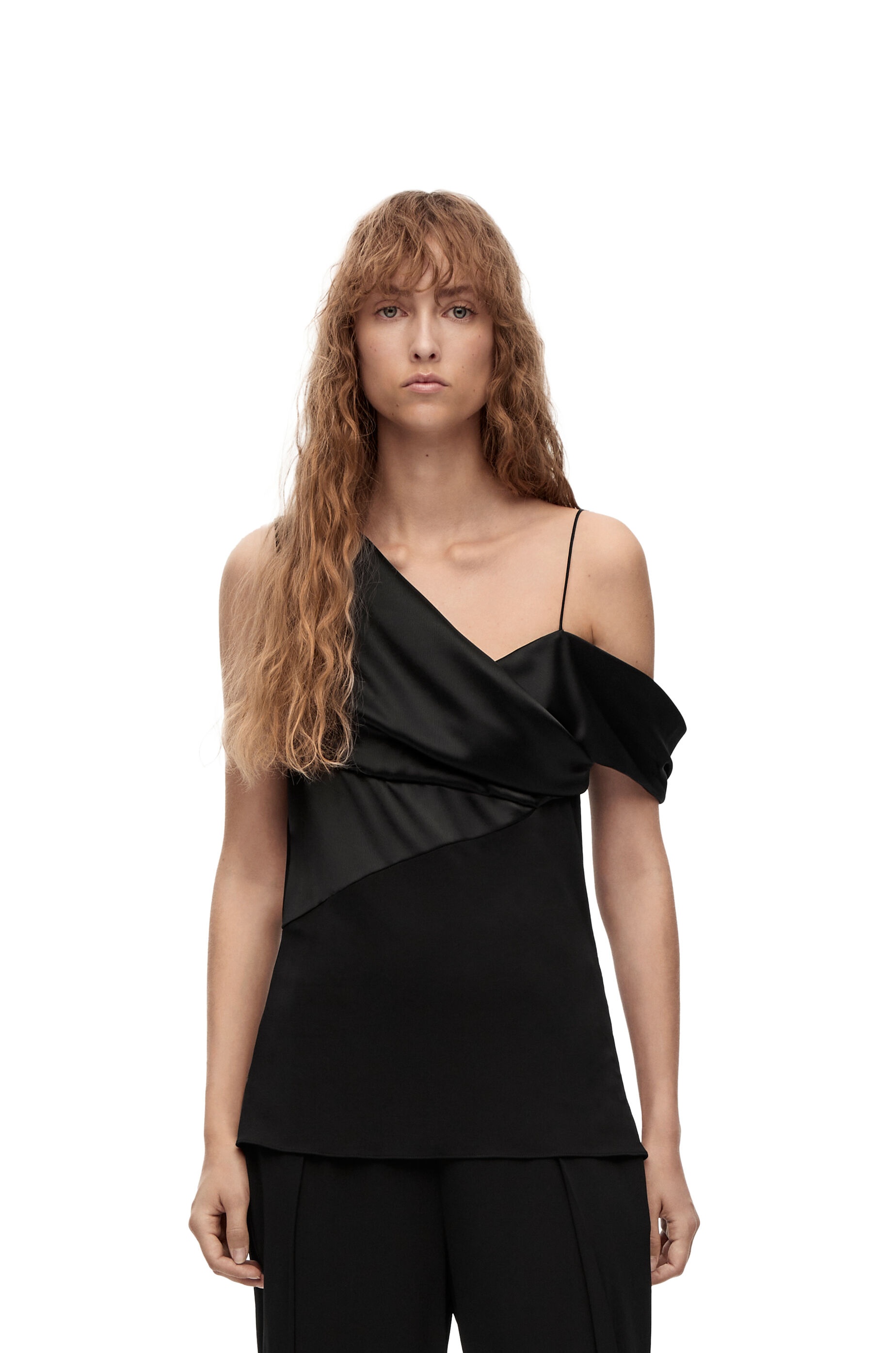 Draped top in satin and crepe jersey - 3