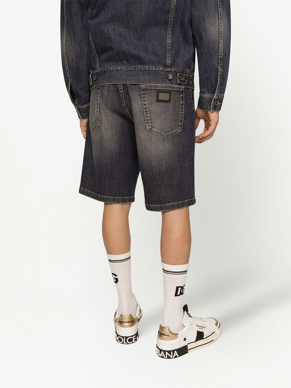 knee-length denim shorts - 5