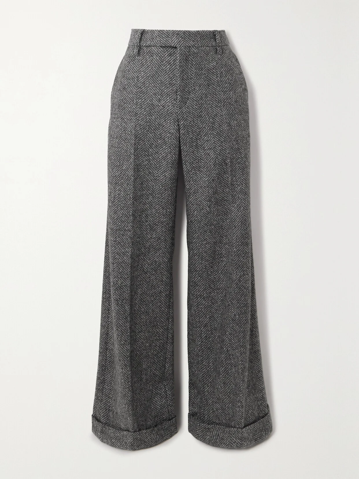 Herringbone Woven Wide-leg Pants - 1