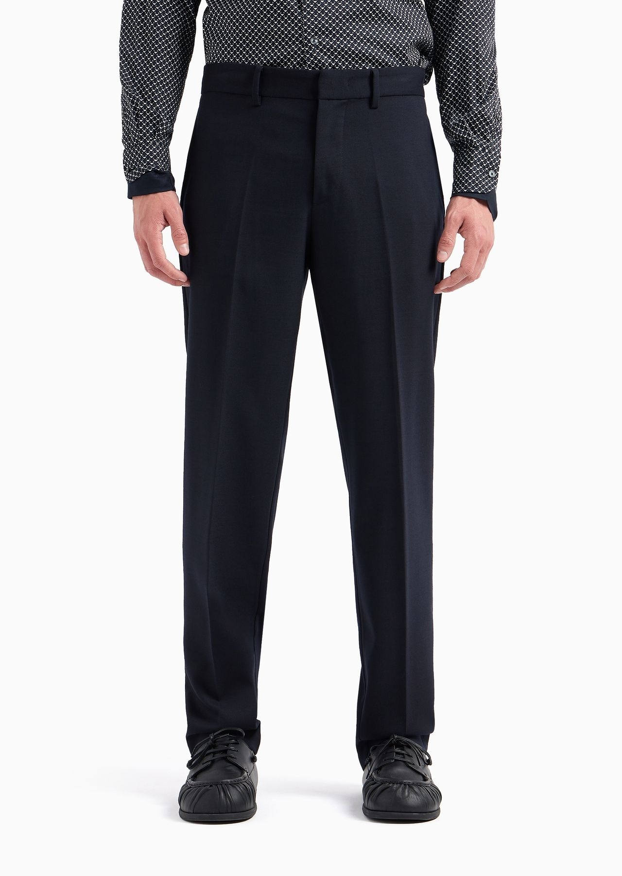 Virgin wool-blend chinos with a trouser crease - 2