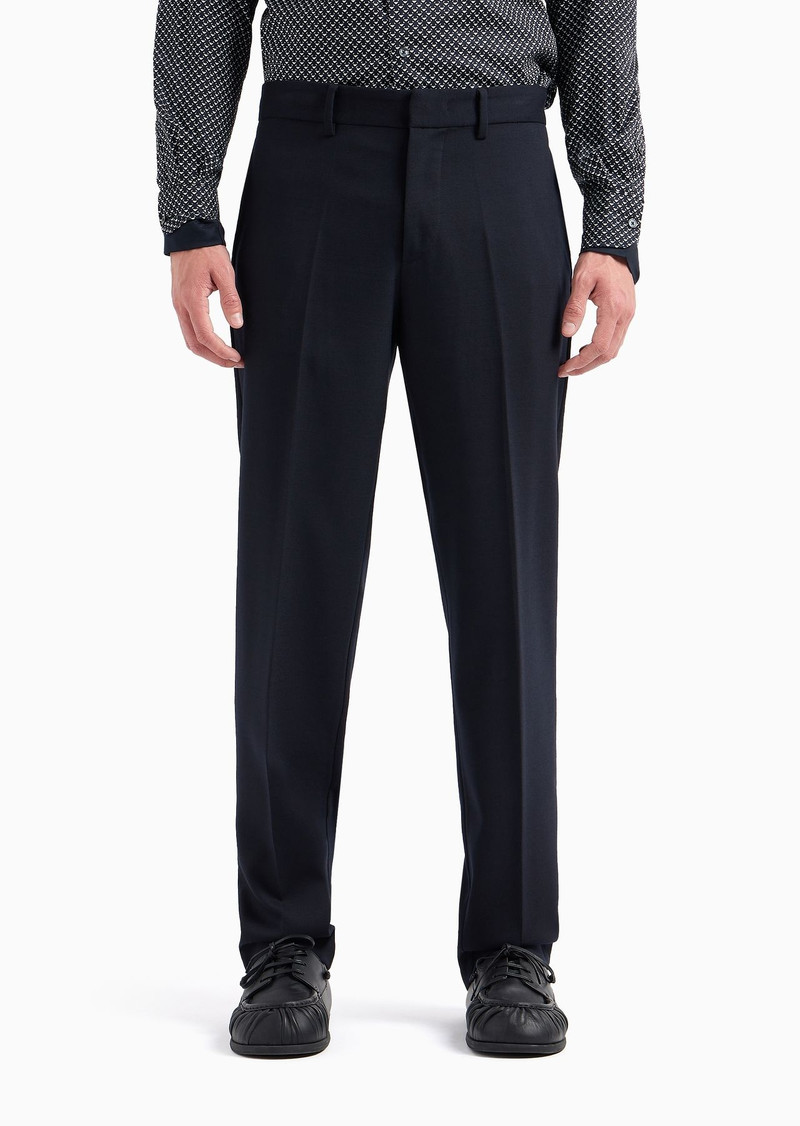 Virgin wool-blend chinos with a trouser crease 2