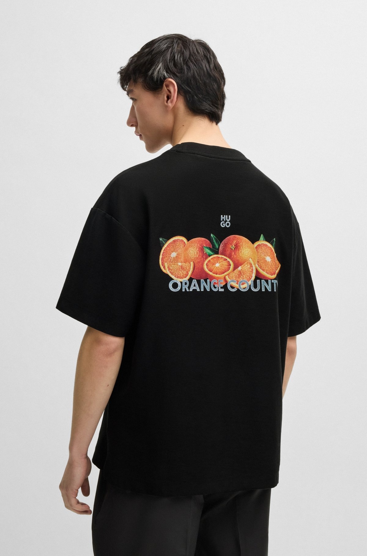 COTTON-JERSEY T-SHIRT WITH ORANGE PRINTS - 5