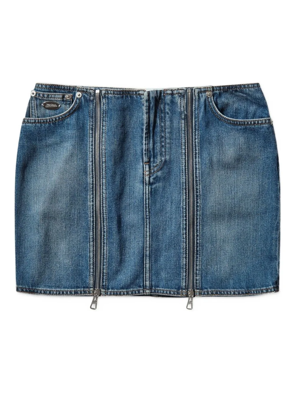 two-zip detail denim mini skirt - 1
