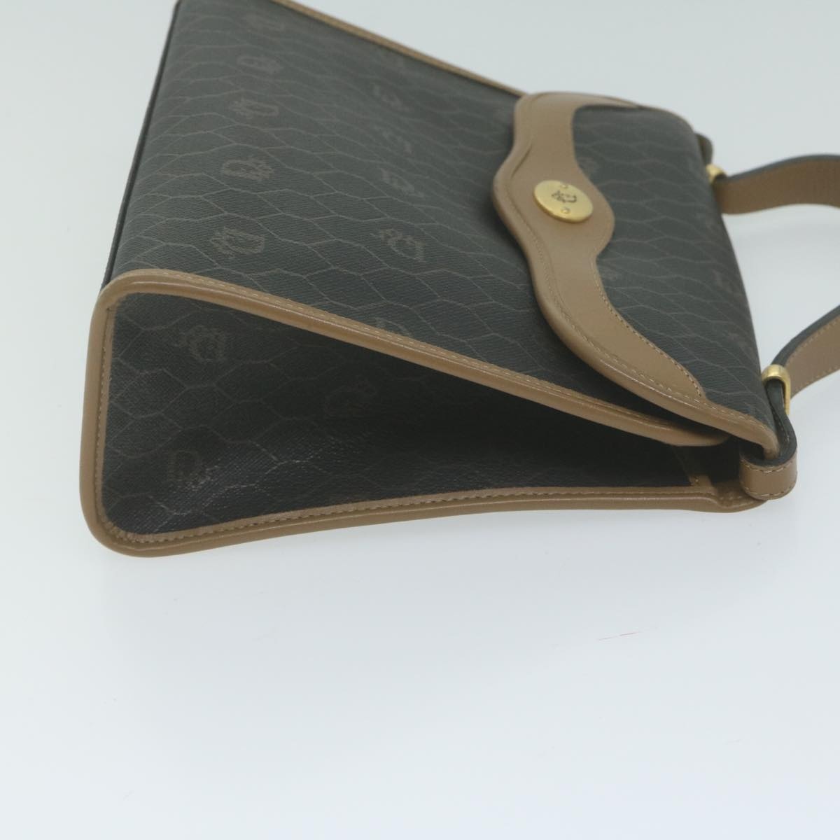 DIOR Honeycomb Canvas Hand Bag Leather Black - 3