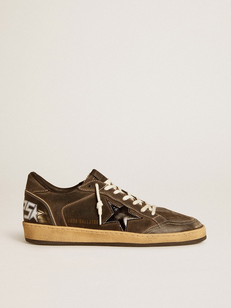 Ball Star in black denim with black leather star and inserts - 1
