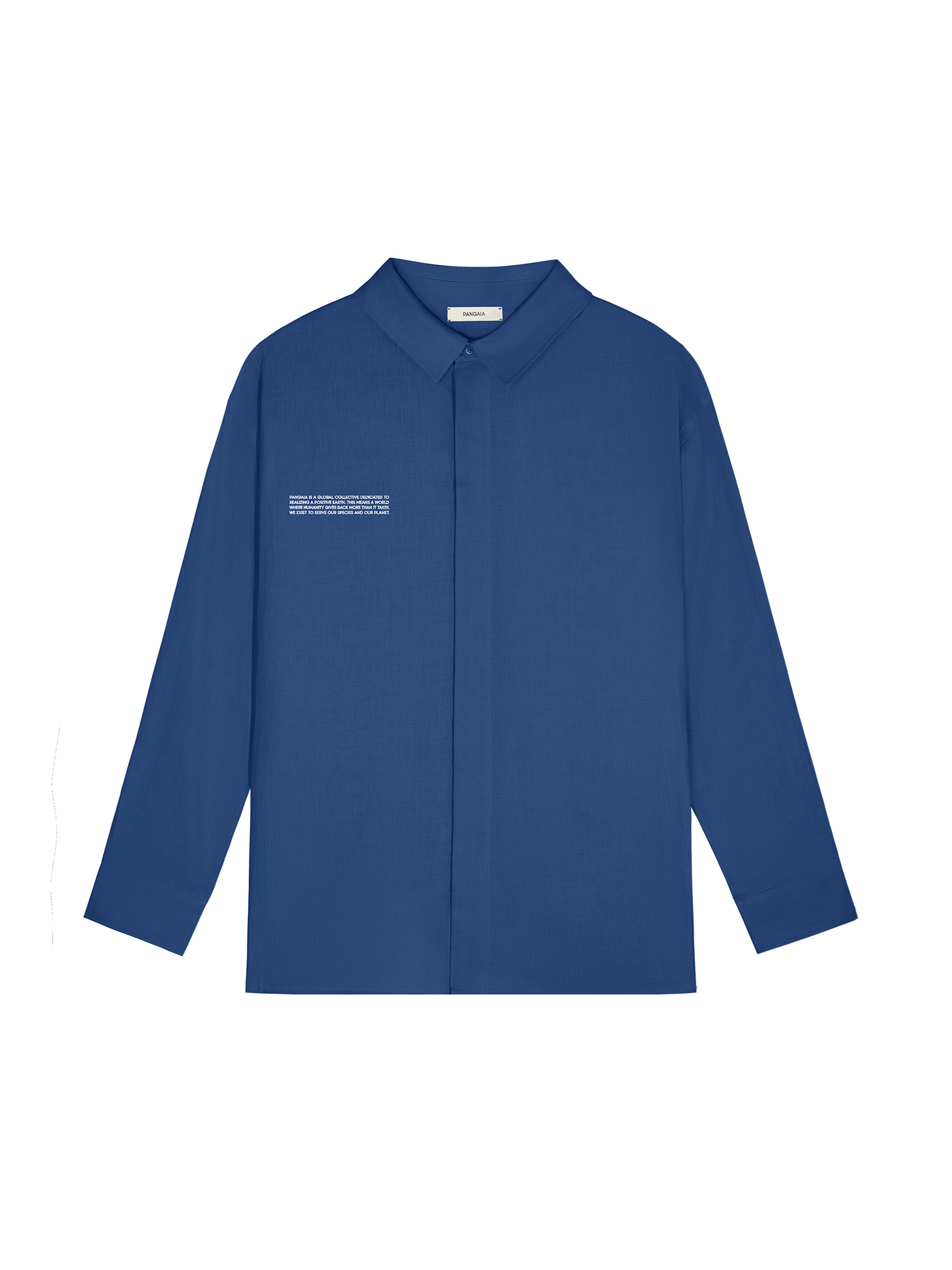 Womens DNA Linen Collared Long Sleeve Shirt - Lapis Blue - 1