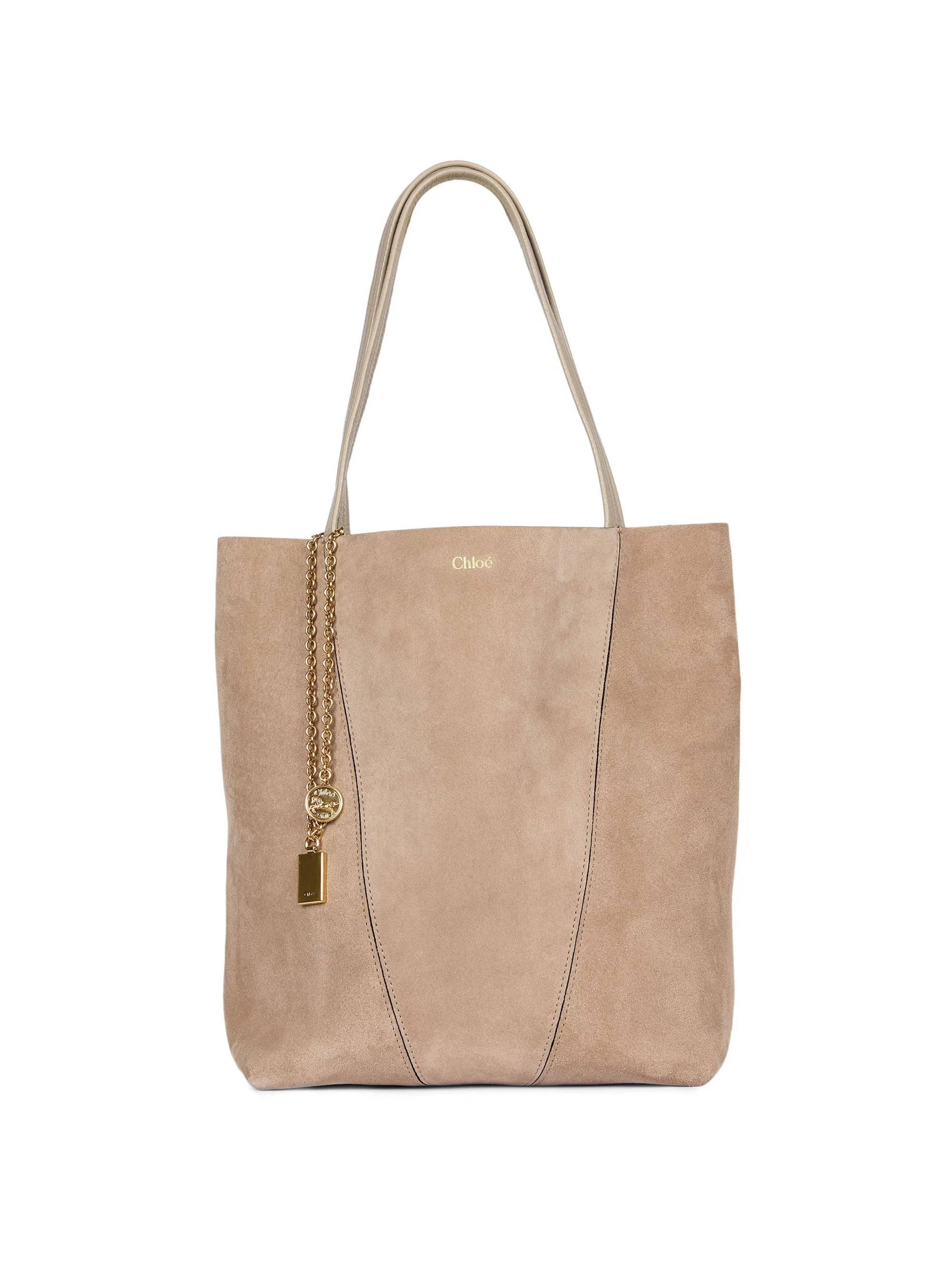 Women's Medium Spin Suede Tote Bag - Motty Grey - 1