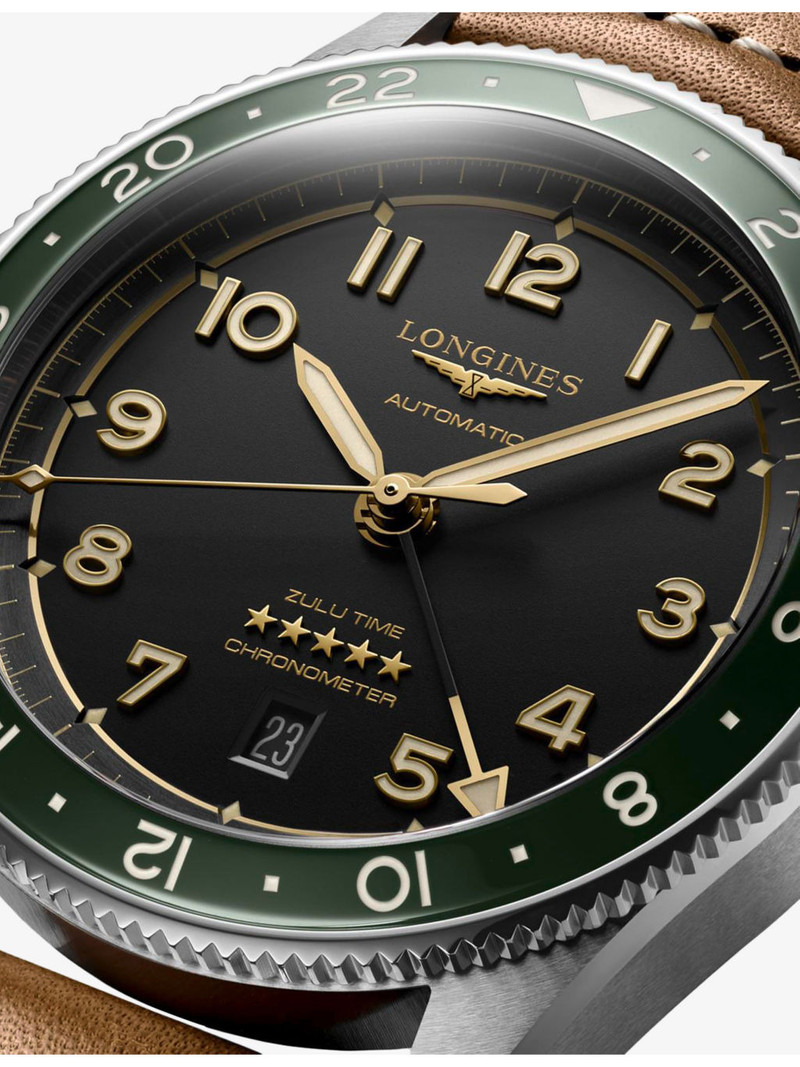 Longines L3.812.4.63.2 Spirit Zulu Time 42mm Ceramic Bezel Stainless-Steel Automatic Watch outlook