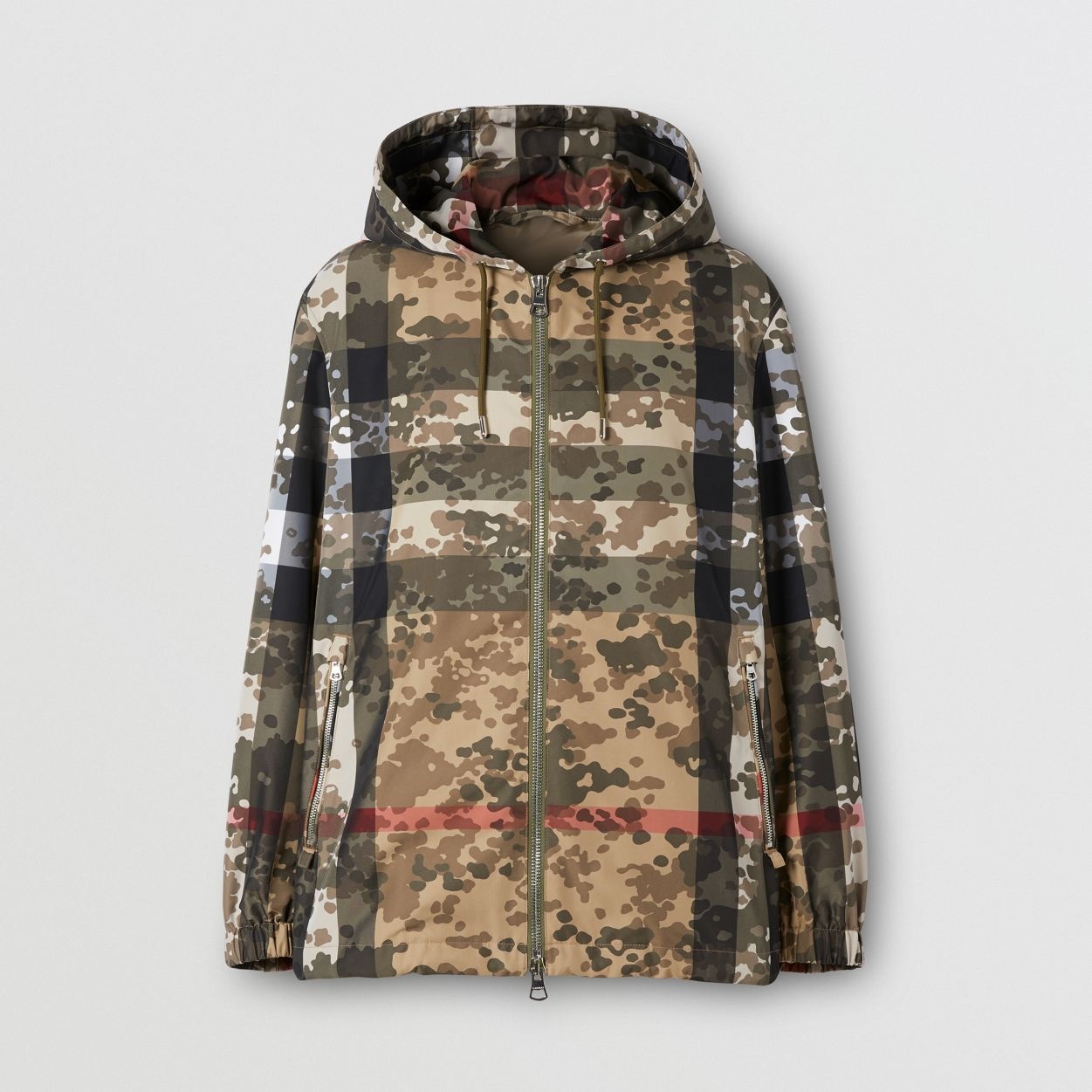 Camouflage Check Nylon Hooded Jacket - 1