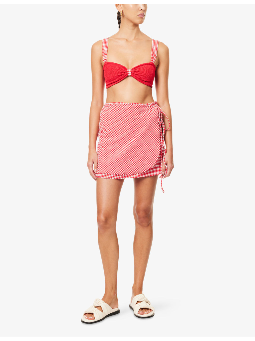 Self-Tie Stretch-Woven Short Sarong - 2