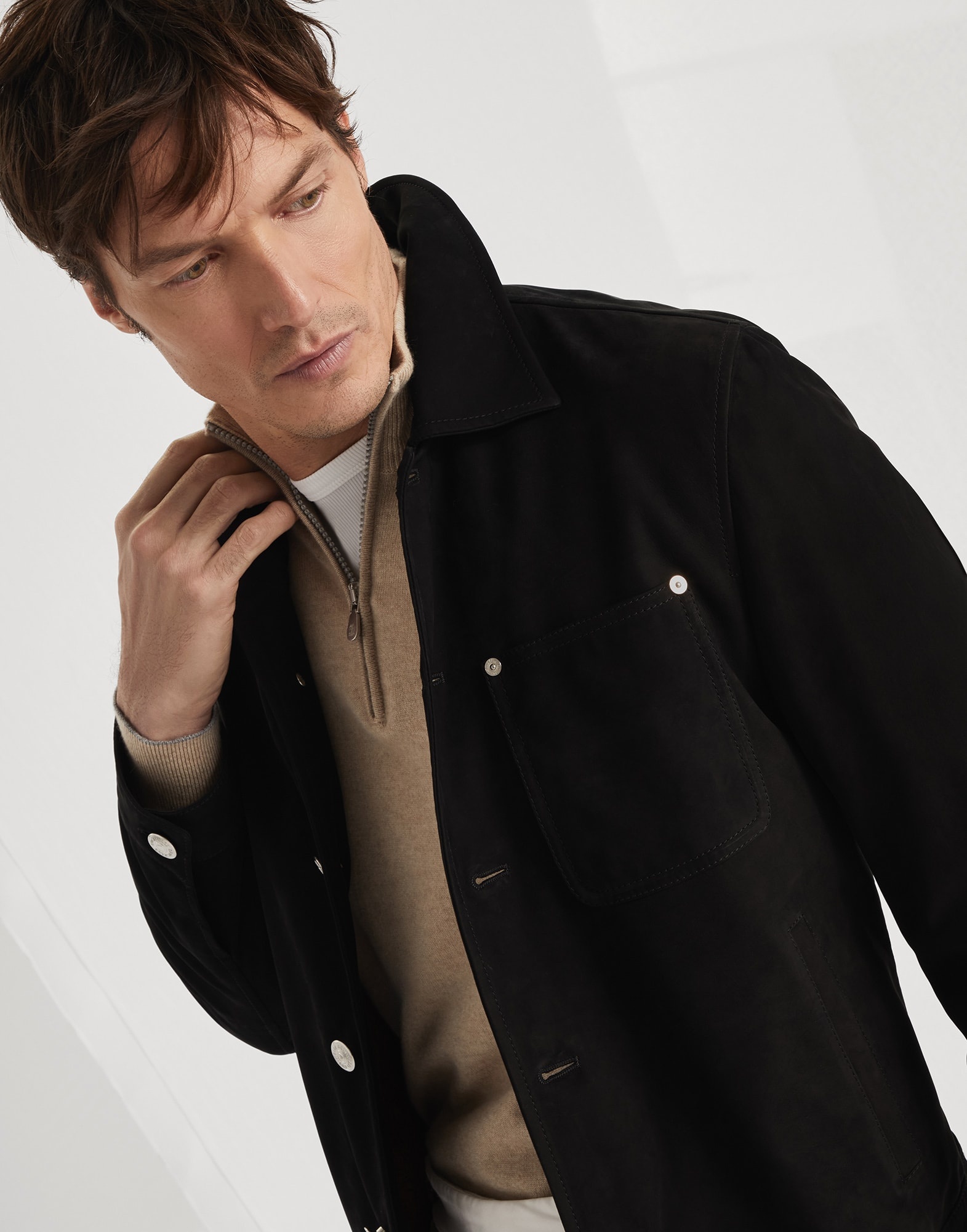 Nubuck shirt-style outerwear jacket - 3