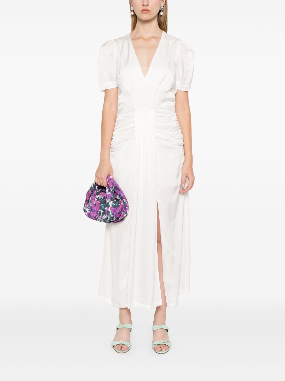 satin V-neck midi dress - 2