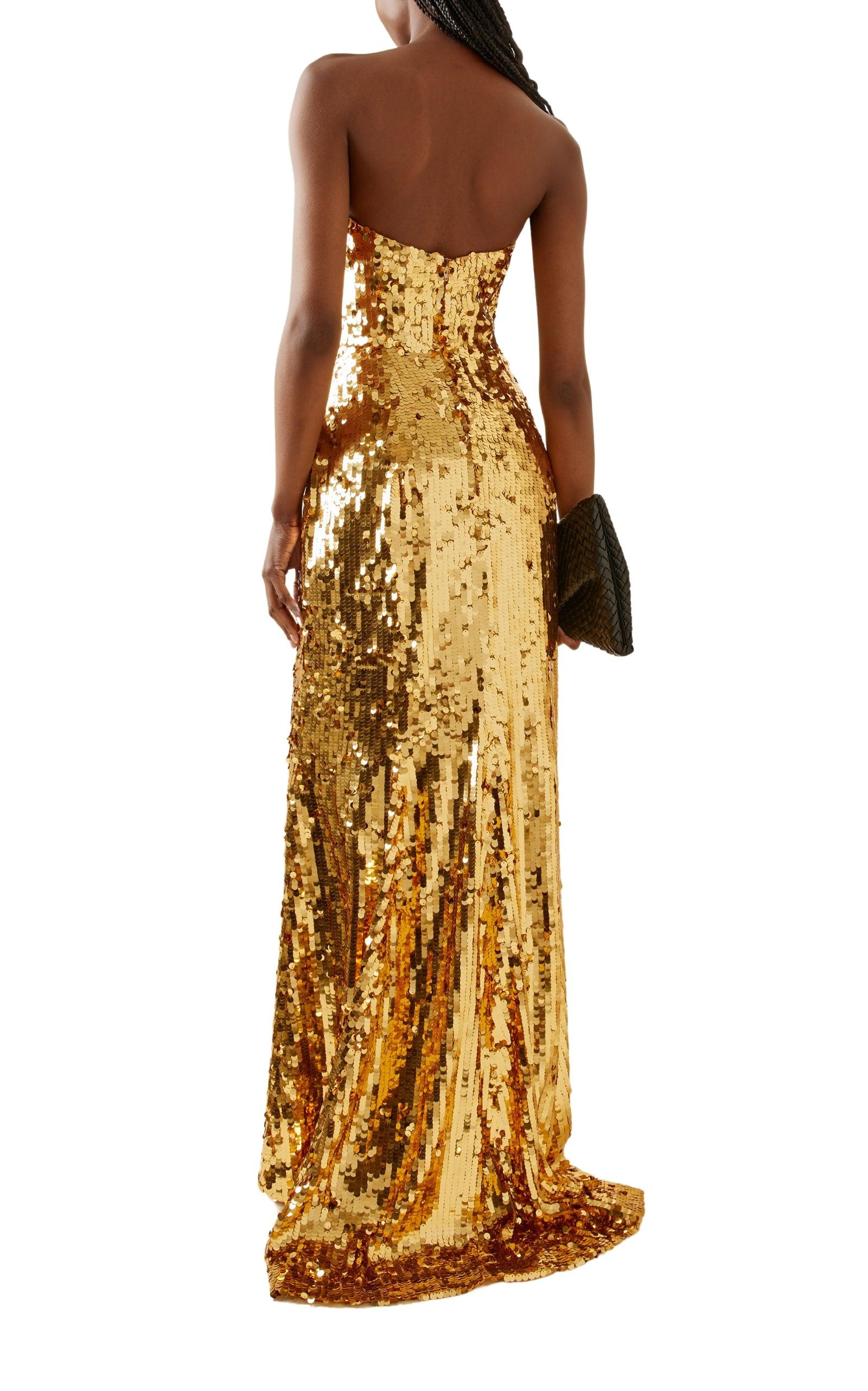 Sequined Strapless Gown Dress - 3