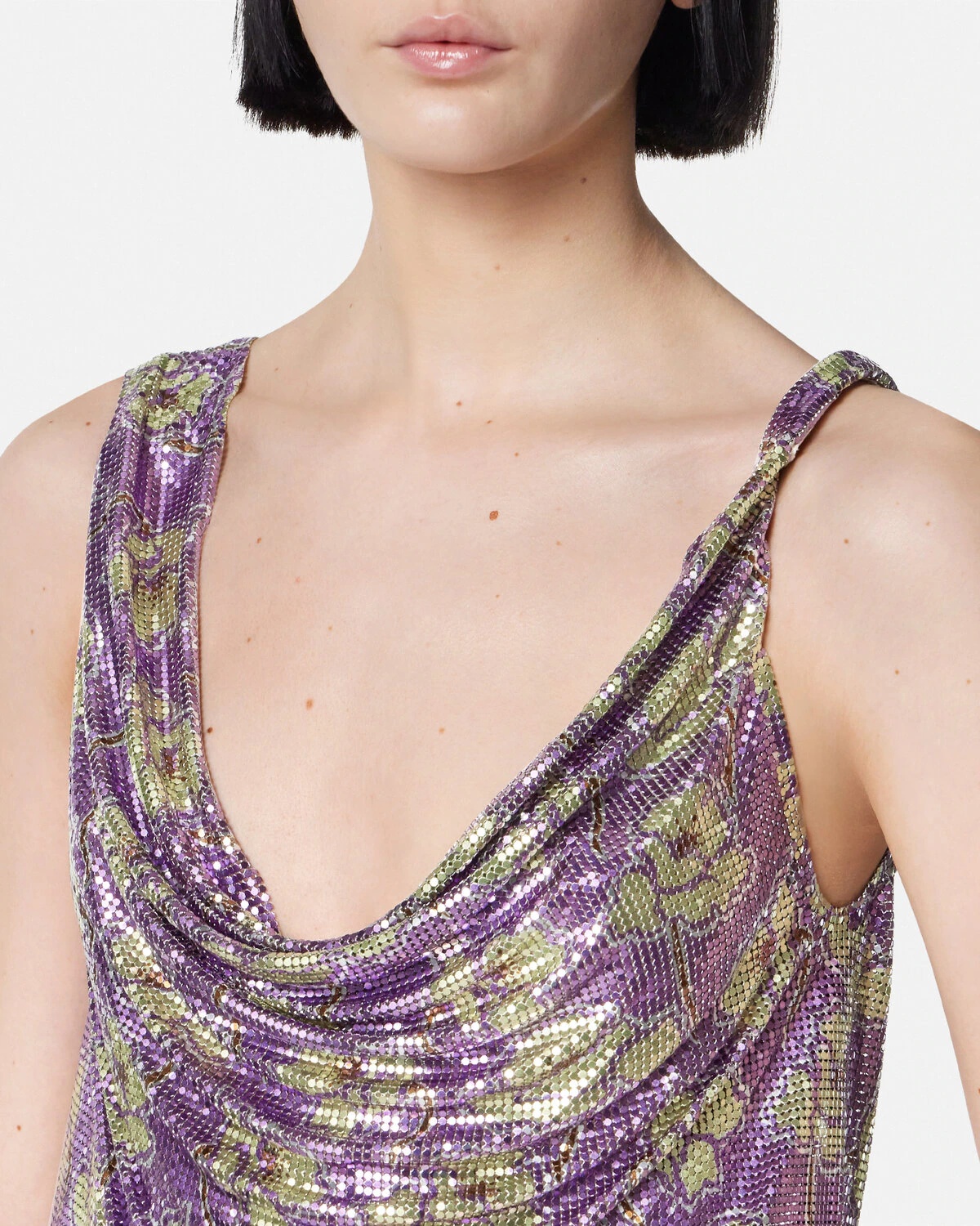 Poppies Metal Mesh Draped-Neck Top - 3