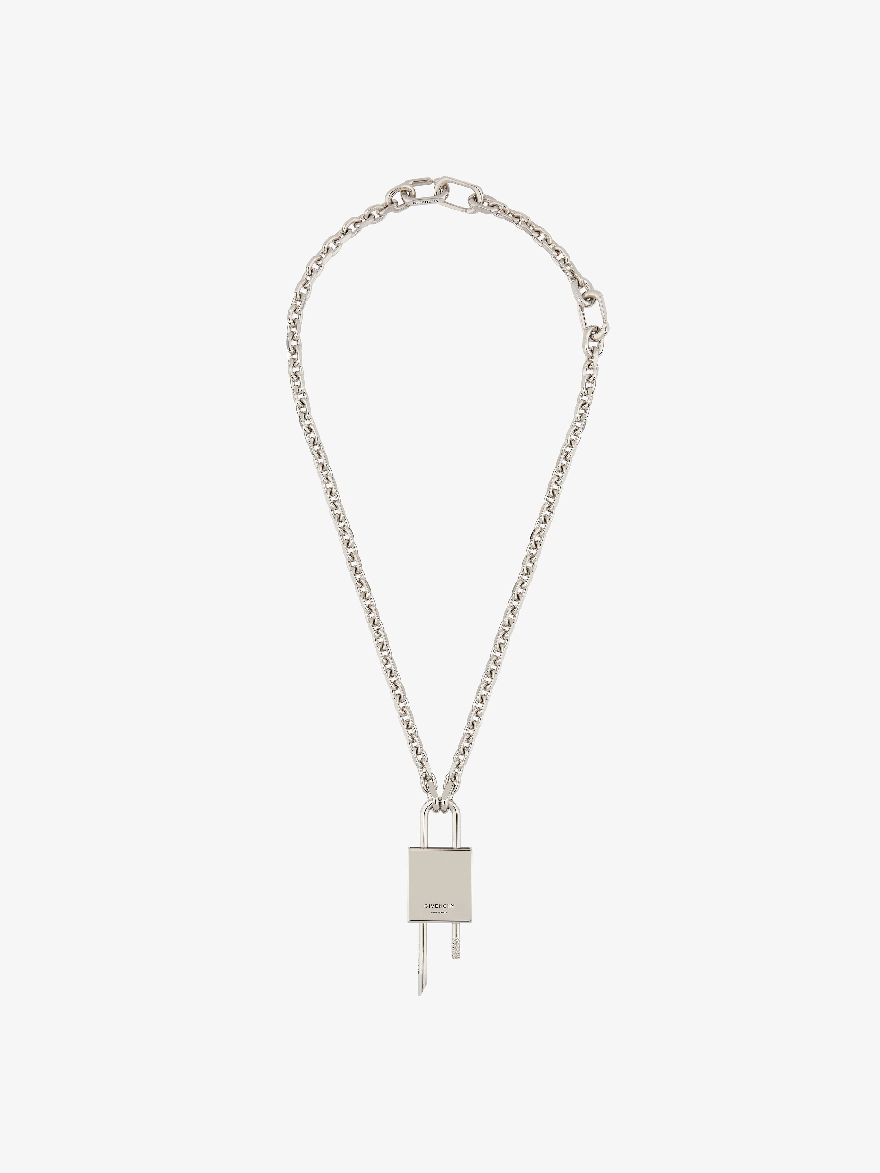 SMALL LOCK NECKLACE IN METAL WITH CRYSTALS - 2