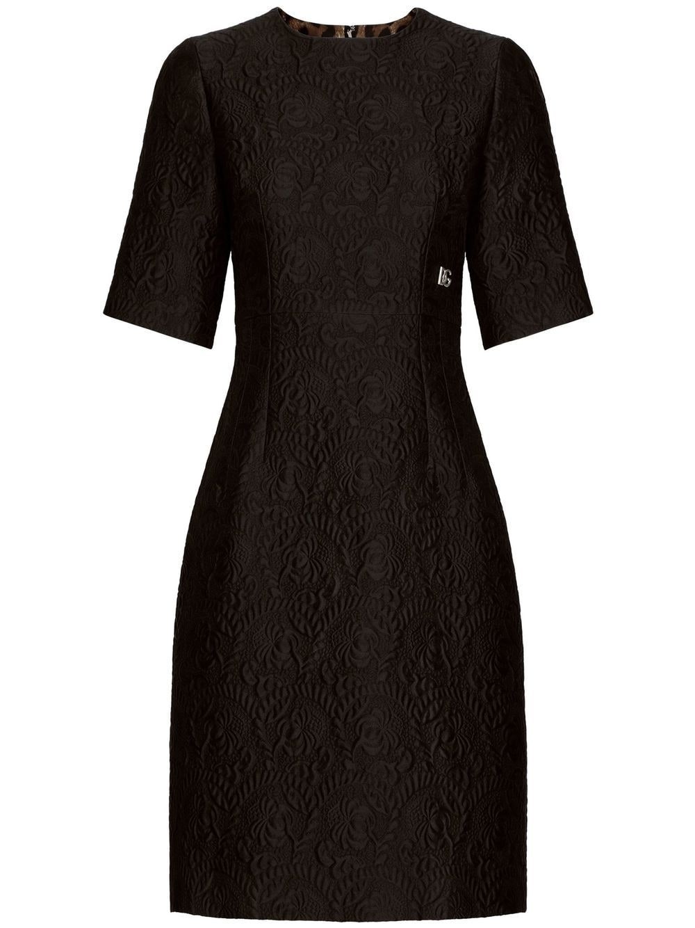 brocade logo flared dress - 1