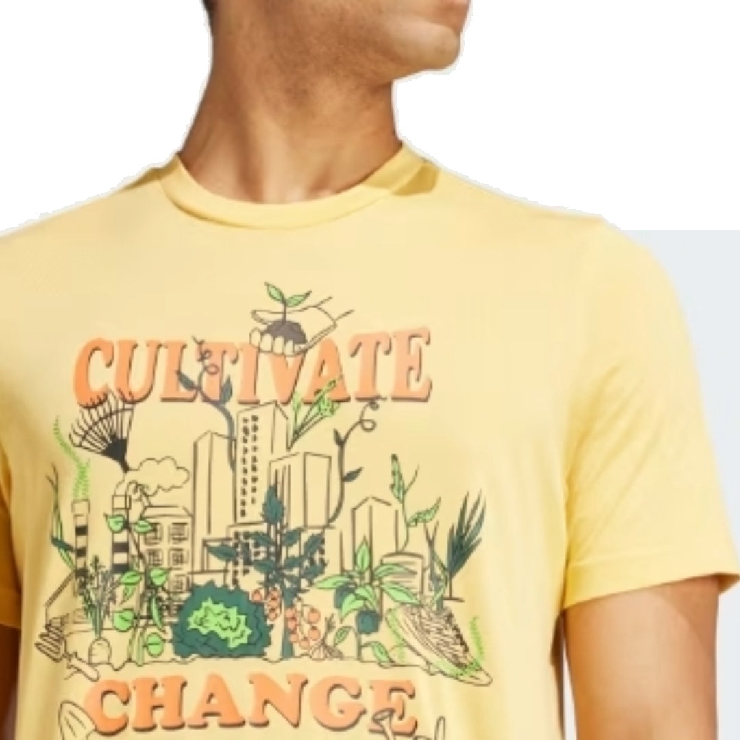 adidas Running Earth Day Graphic T-Shirt Asia Sizing 'Yellow' IY7599 - 2