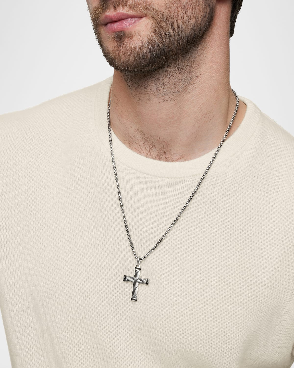 DY Helios Cross Pendant in Silver, 36mm - 6